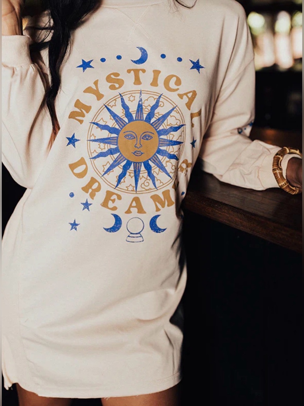 MYSTICAL DREAMER GRAPHIC T-SHIRT DRESS Size L